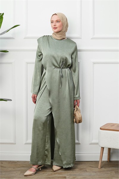 Saten Tulum Elbise - Mint Yeşili