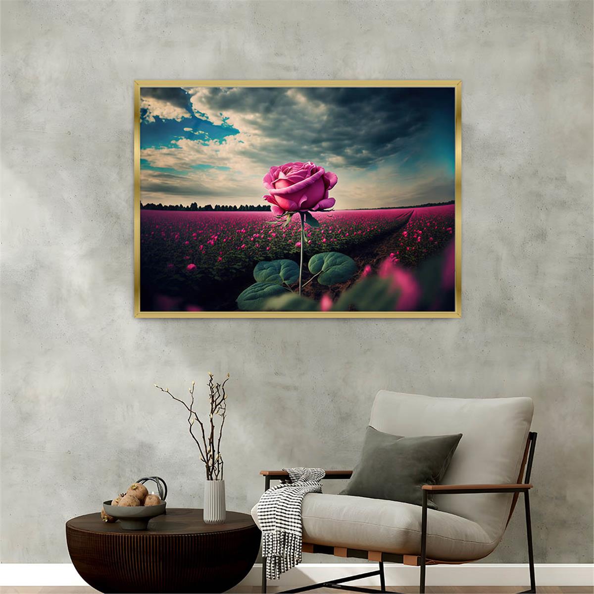 Aluminum-Framed Natured-Themed Tempered Glass Wall Art 052
