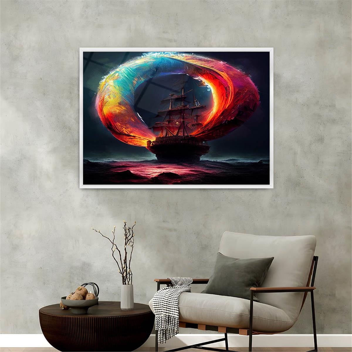 Aluminum-Framed Natured-Themed Tempered Glass Wall Art 018