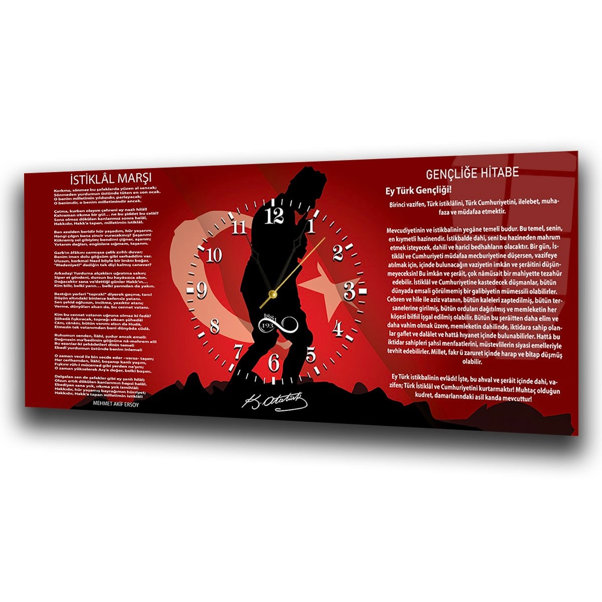 Middle-Clock, Homeland-Themed Horizontal Glass Wall Painting 050