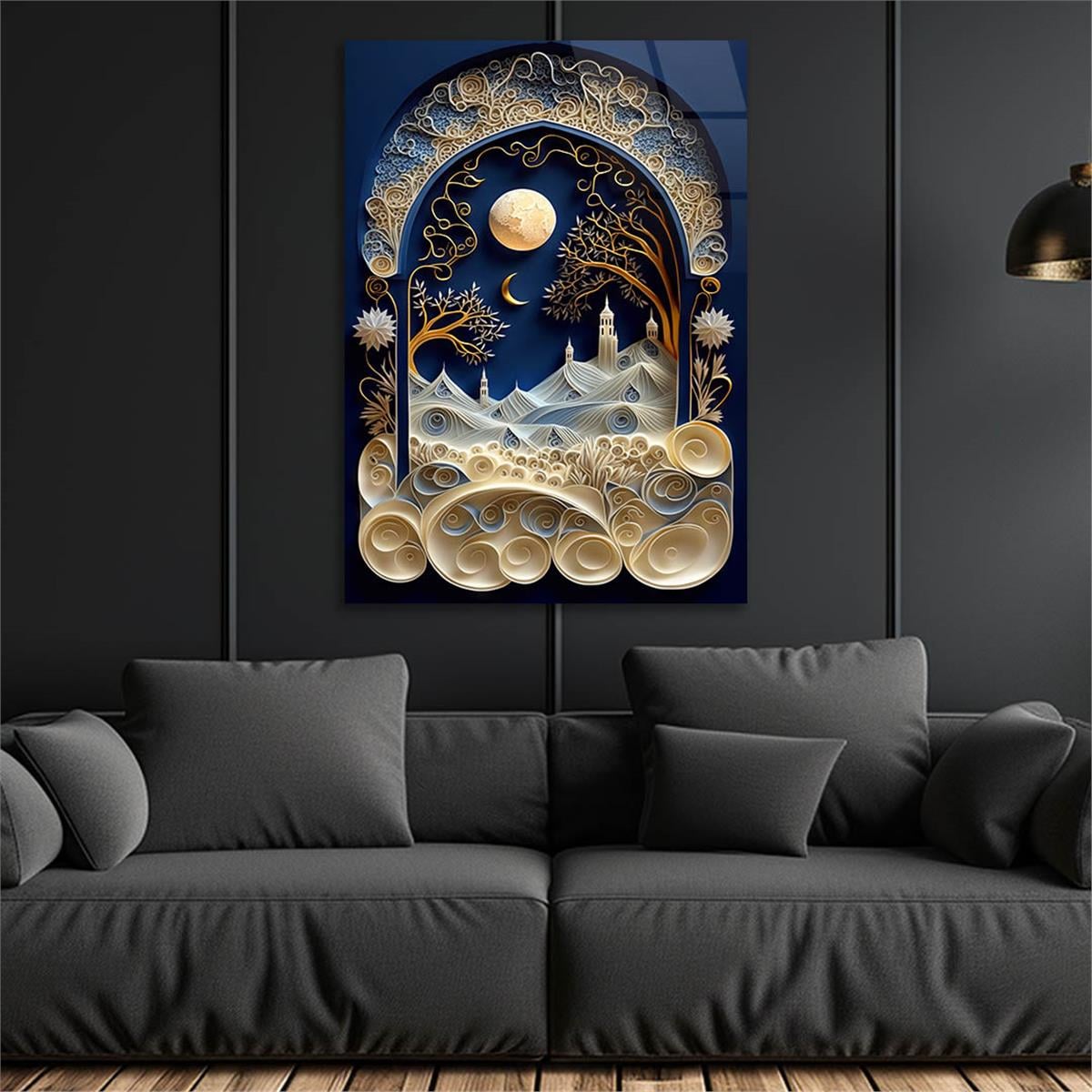 Dikey Sanat Temalı Cam Tablo 542