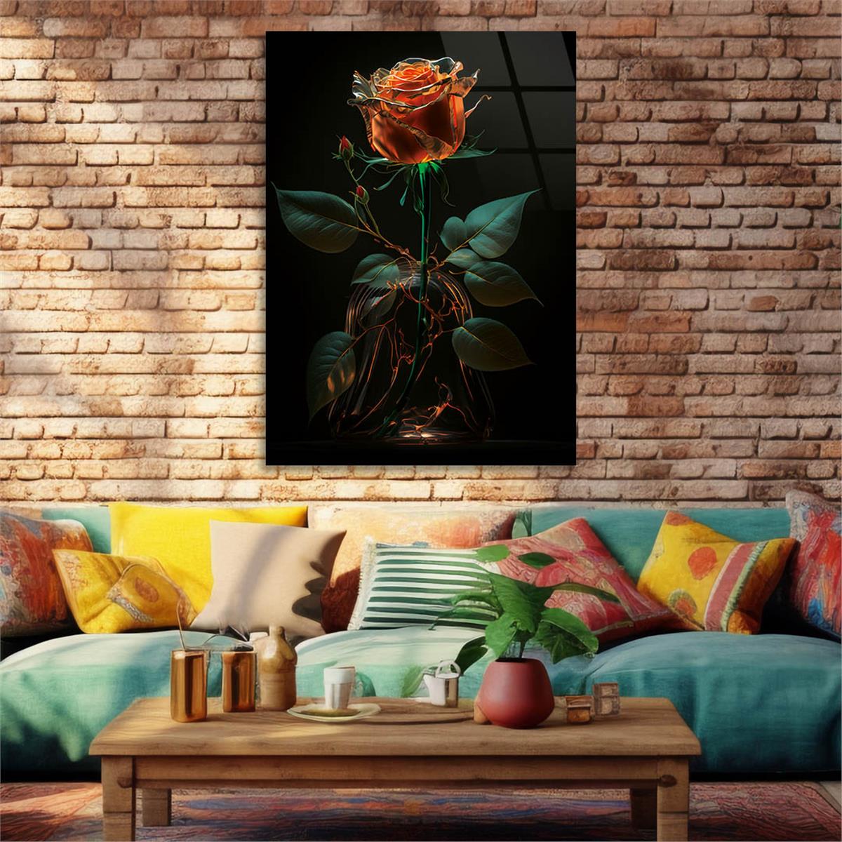 Vertical Tempered Glasss Wall Arts Natured-Themed137