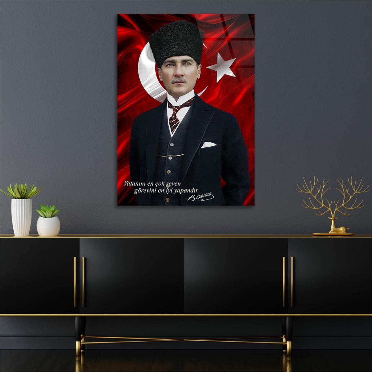Dikey VatanTemalı Cam Tablo 288