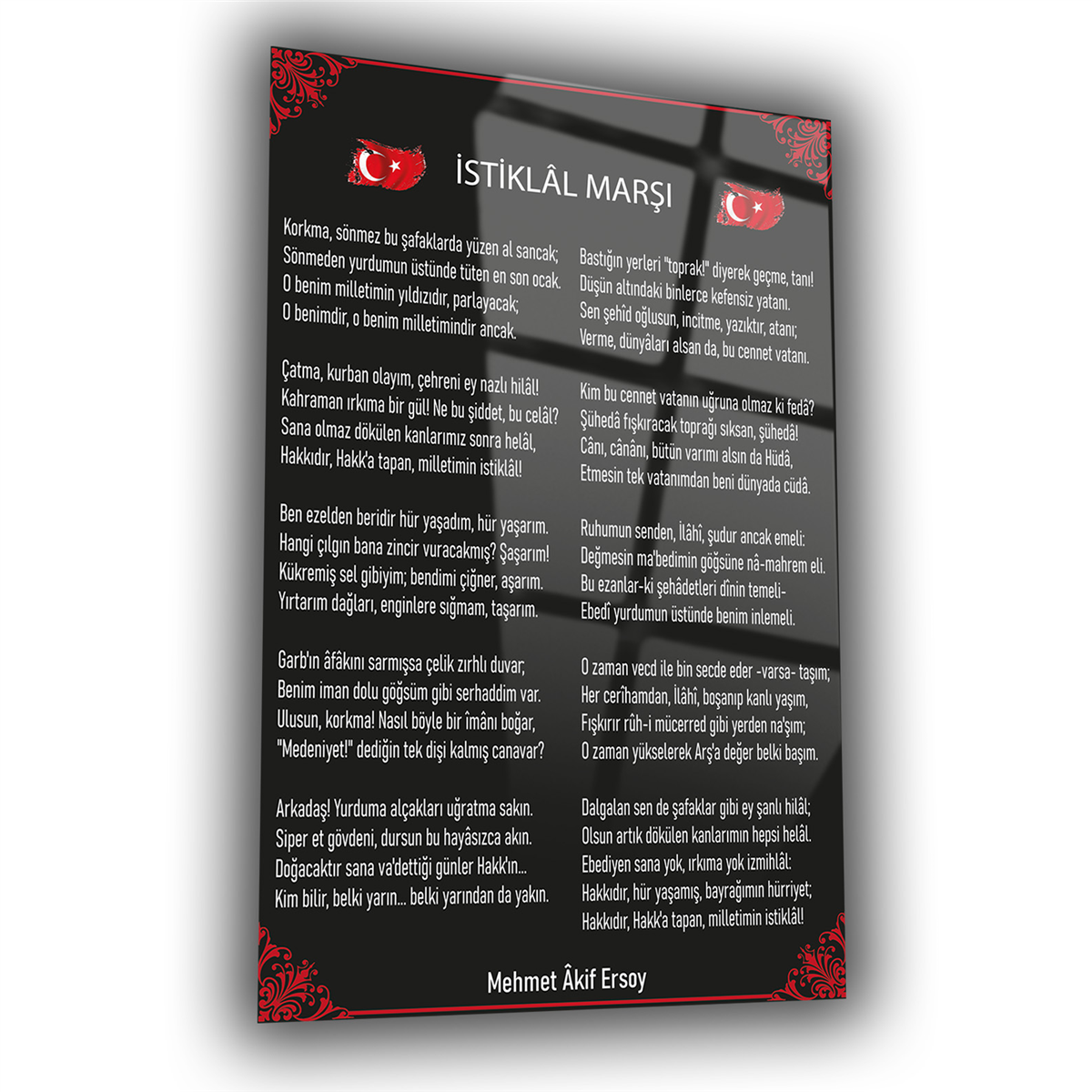 Mehmet Akif Ersoy İstiklal Marşı Cam Tablo