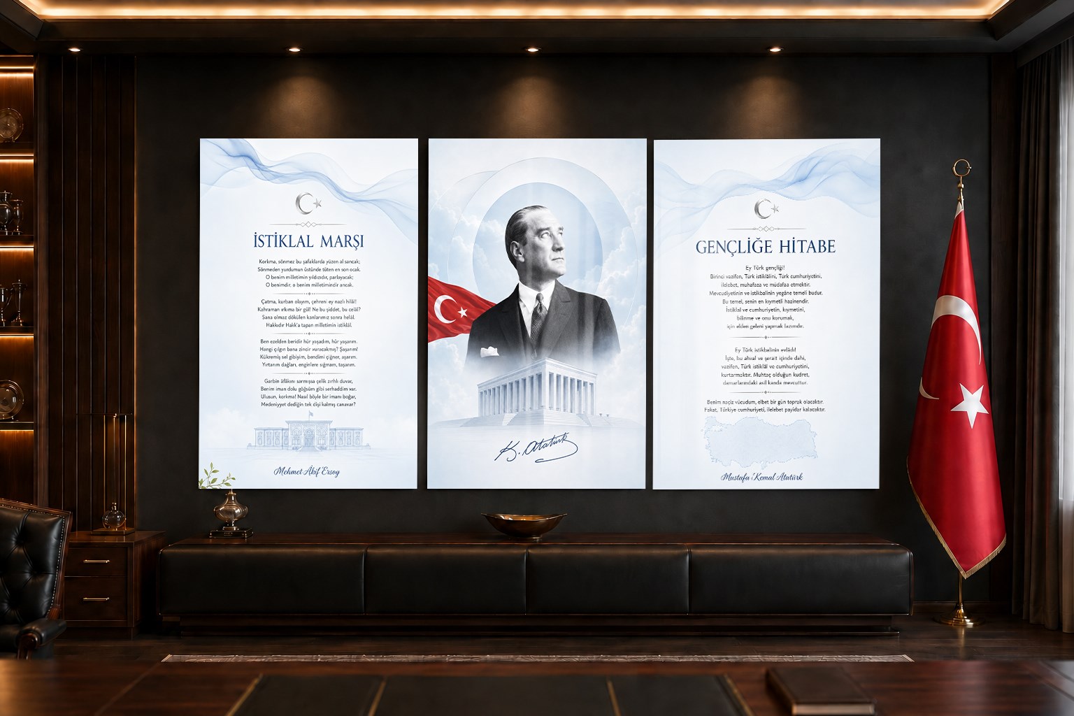  3lü Set VatanTemalı Cam Tablo 40