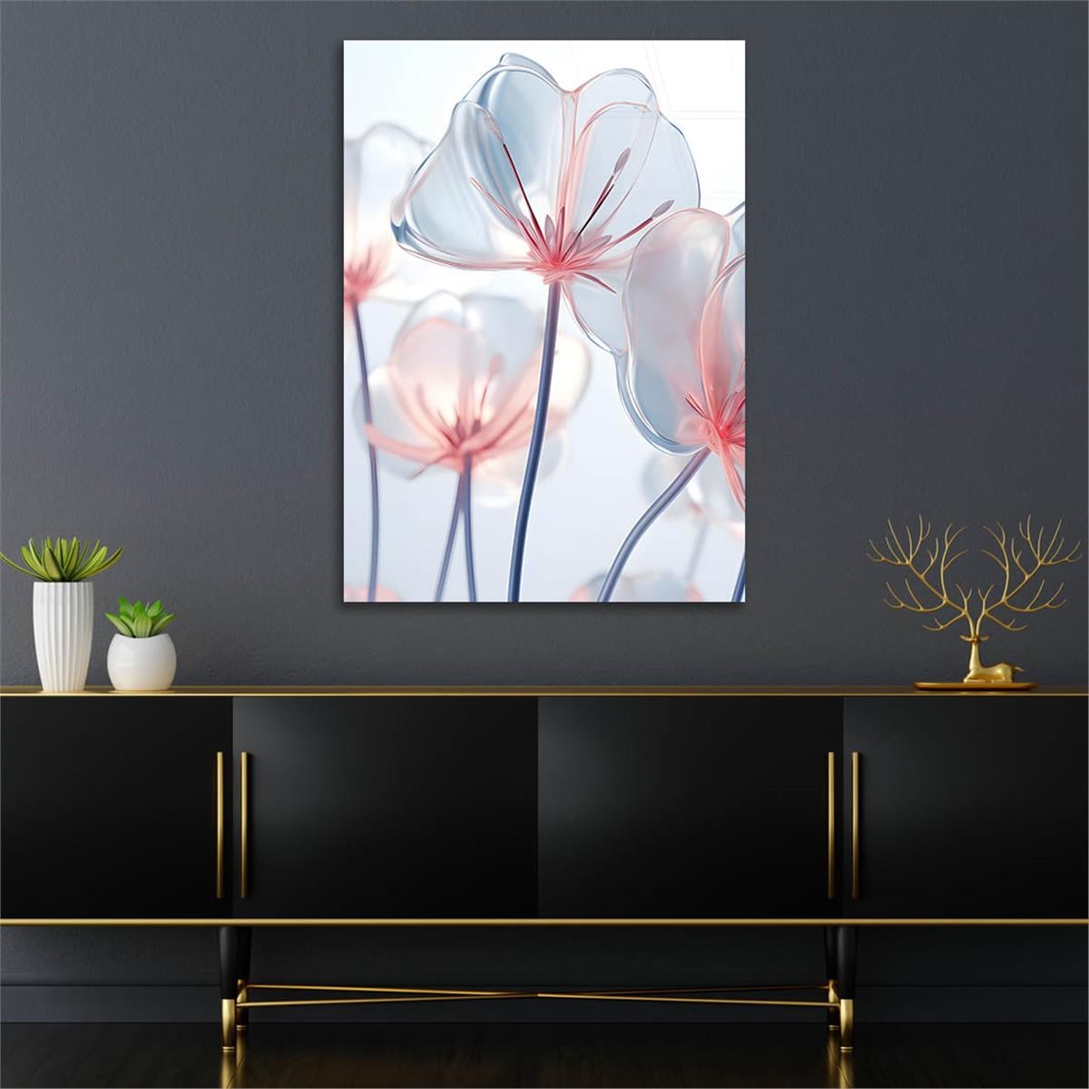 Dikey Sanat Temalı Cam Tablo 355
