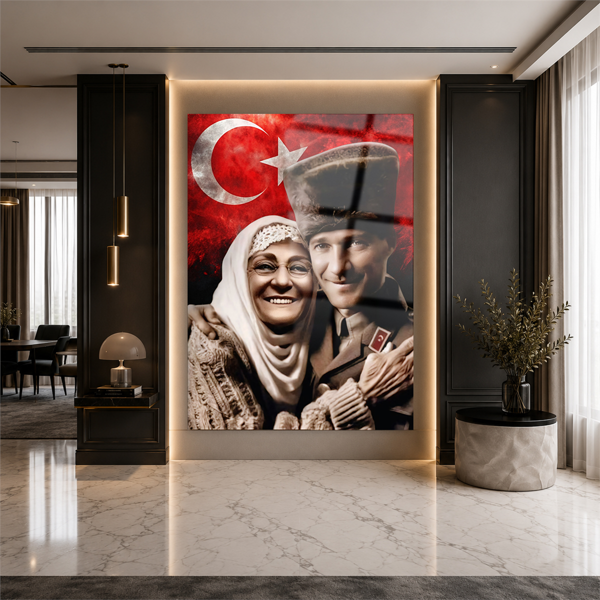 Dikey VatanTemalı Cam Tablo 228