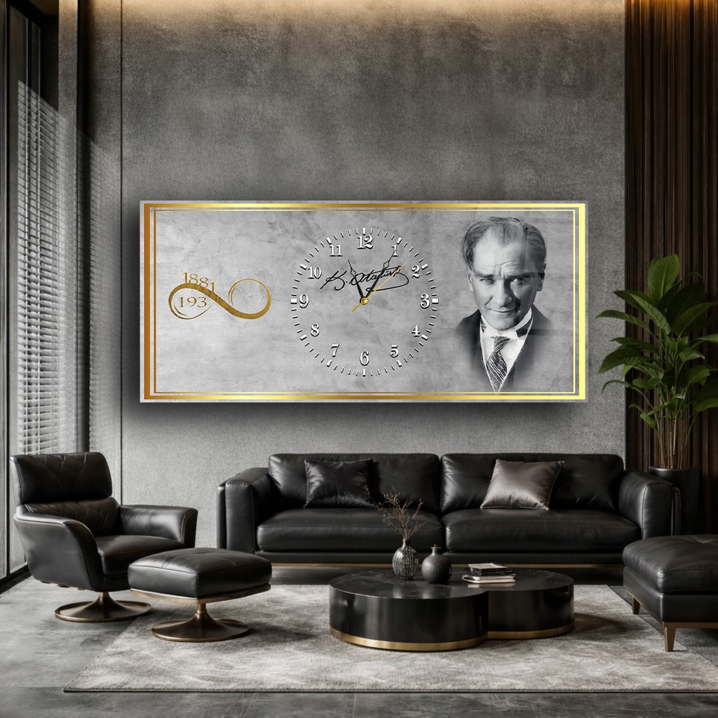 1881 Sonsuzluk ve Atatürk Saatli Cam Tablo
