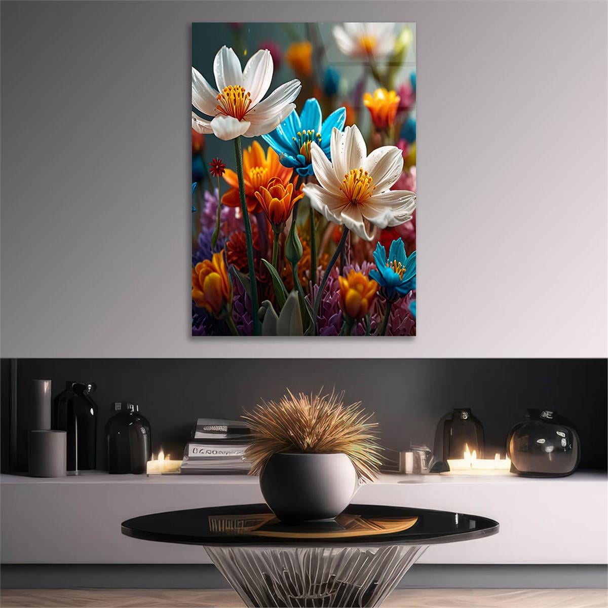 Dikey Sanat Temalı Cam Tablo 523