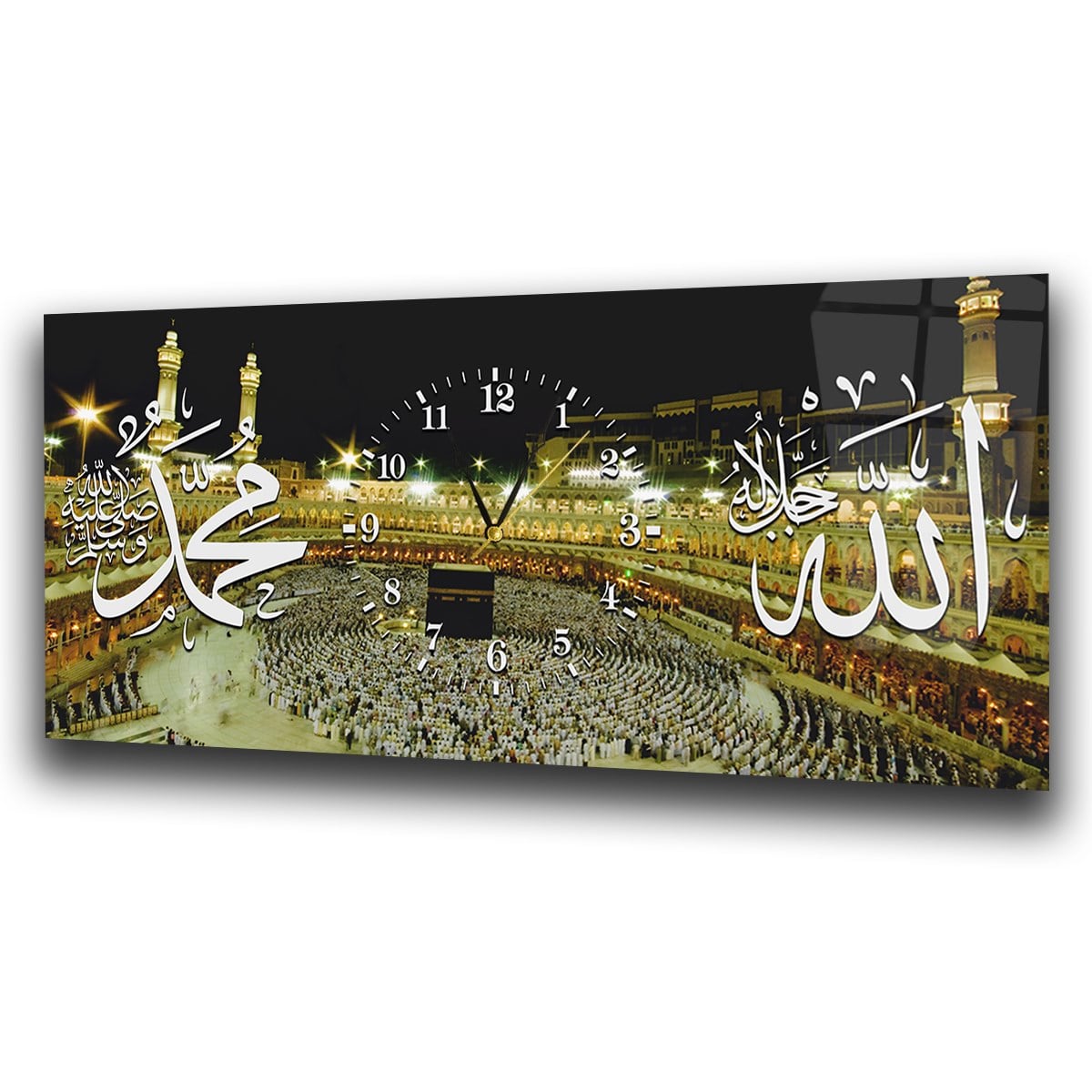 Middle-Clock, Religious-Themed Horizontal Glass Wall Painting 067