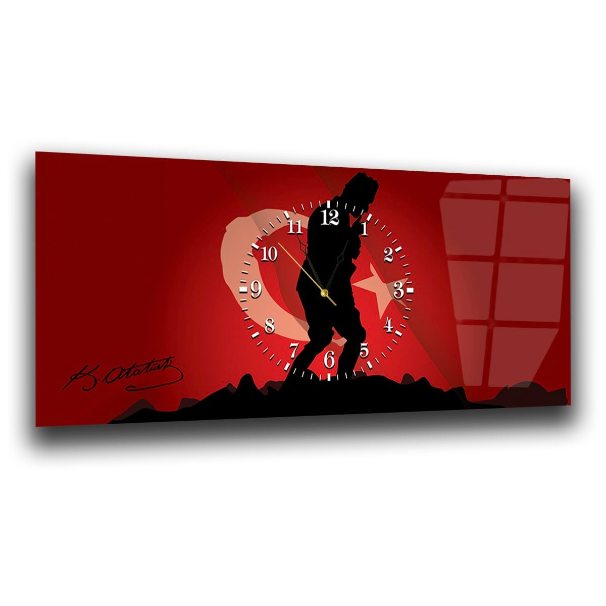 Middle-Clock, Homeland-Themed Horizontal Glass Wall Painting 049