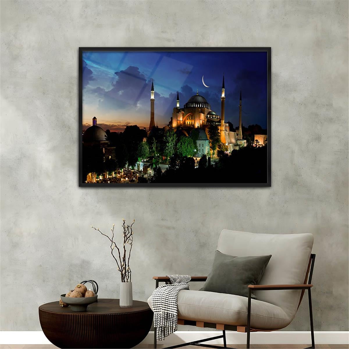 Aluminum-Framed Natured-Themed Tempered Glass Wall Art 015