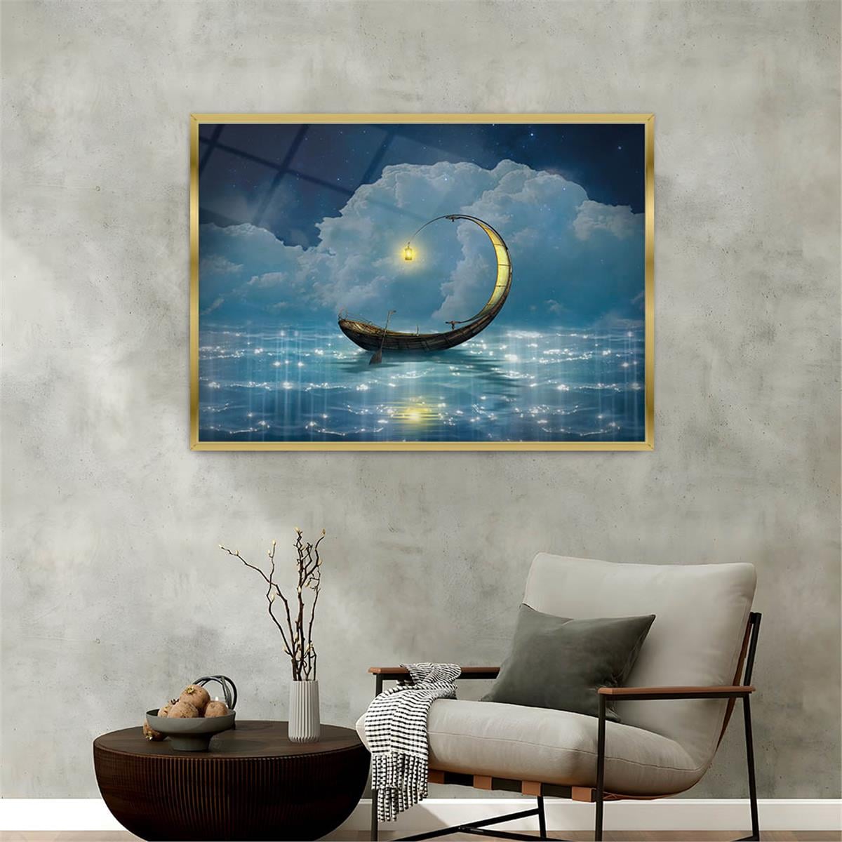 Aluminum-Framed Art-Themed Tempered Glass Wall Art 096