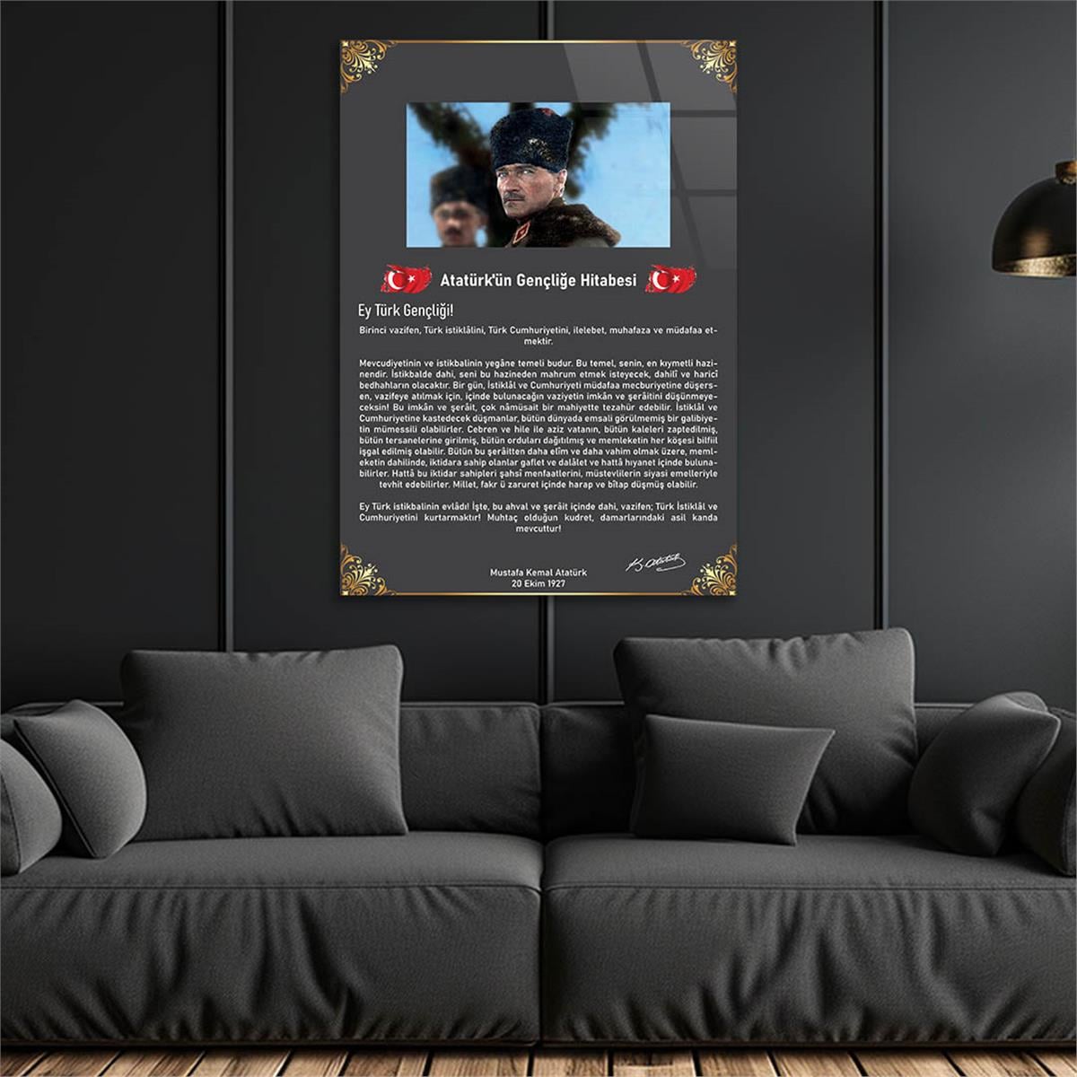 Atatürks Address to the Turkish Youth Glass Wall Art