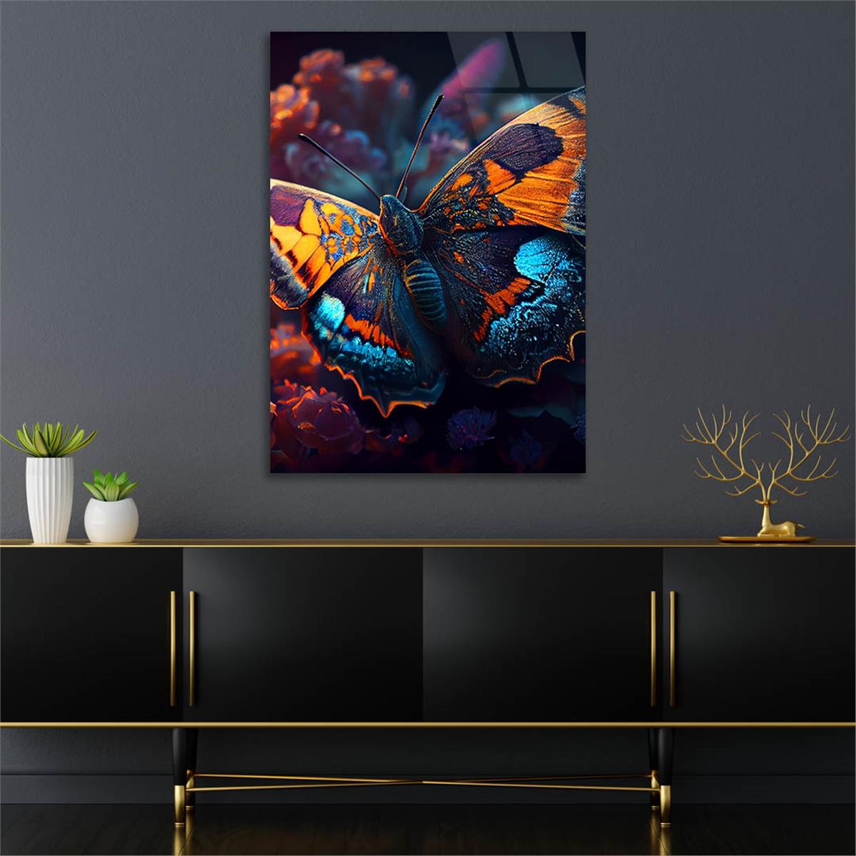Dikey Sanat Temalı Cam Tablo 427