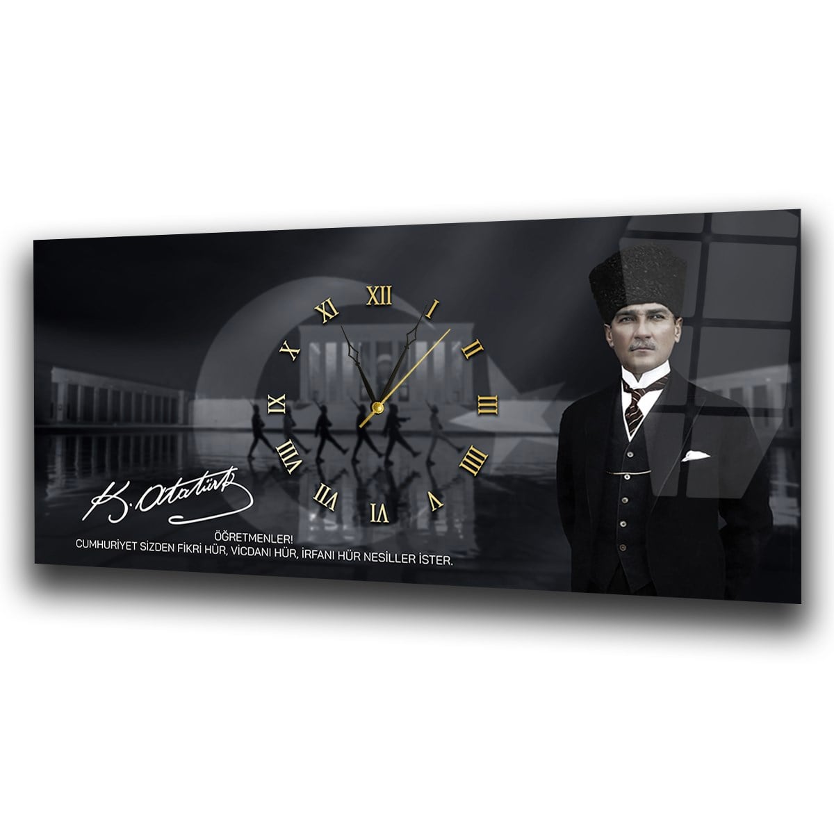 Middle-Clock, Homeland-Themed Horizontal Glass Wall Painting 053