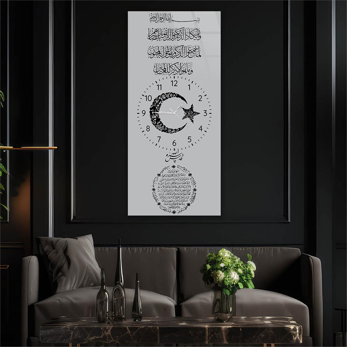 Vertikales Religionenthema bedrucktes Glas mit Uhr in der Mitte 025