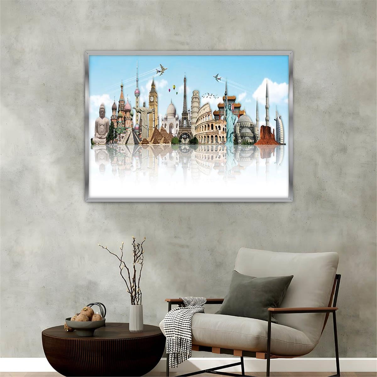 Aluminum-Framed Art-Themed Tempered Glass Wall Art 077