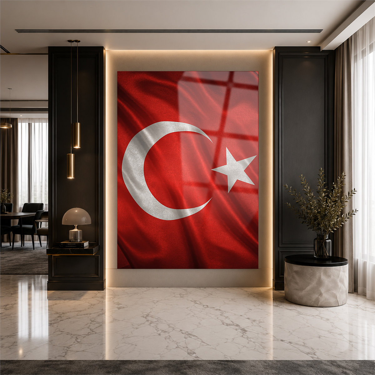 Dikey VatanTemalı Cam Tablo 166