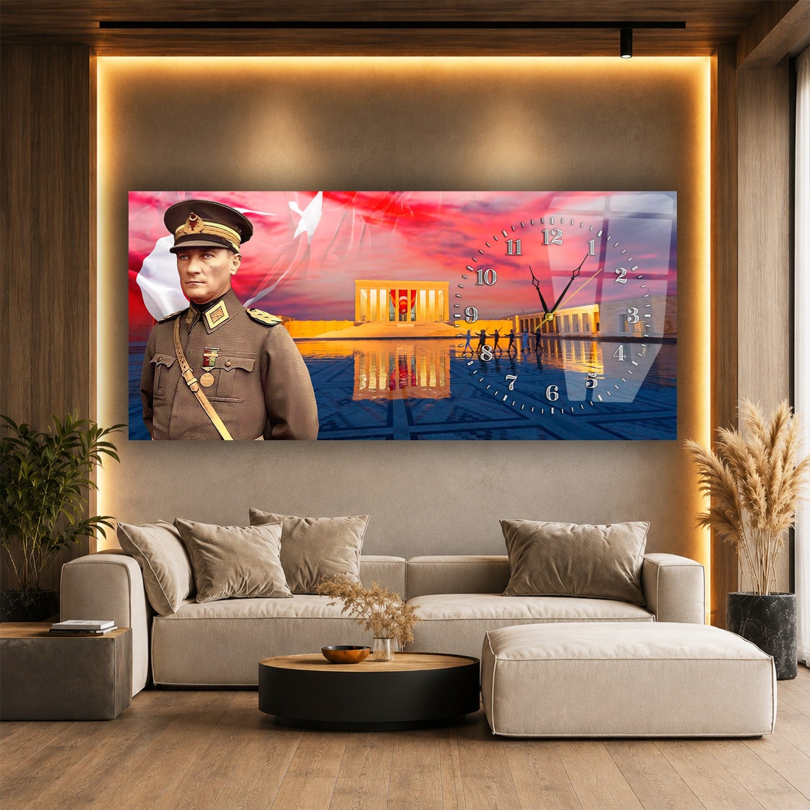 Atatürk ve Anıtkabir Saatli Cam Tablo