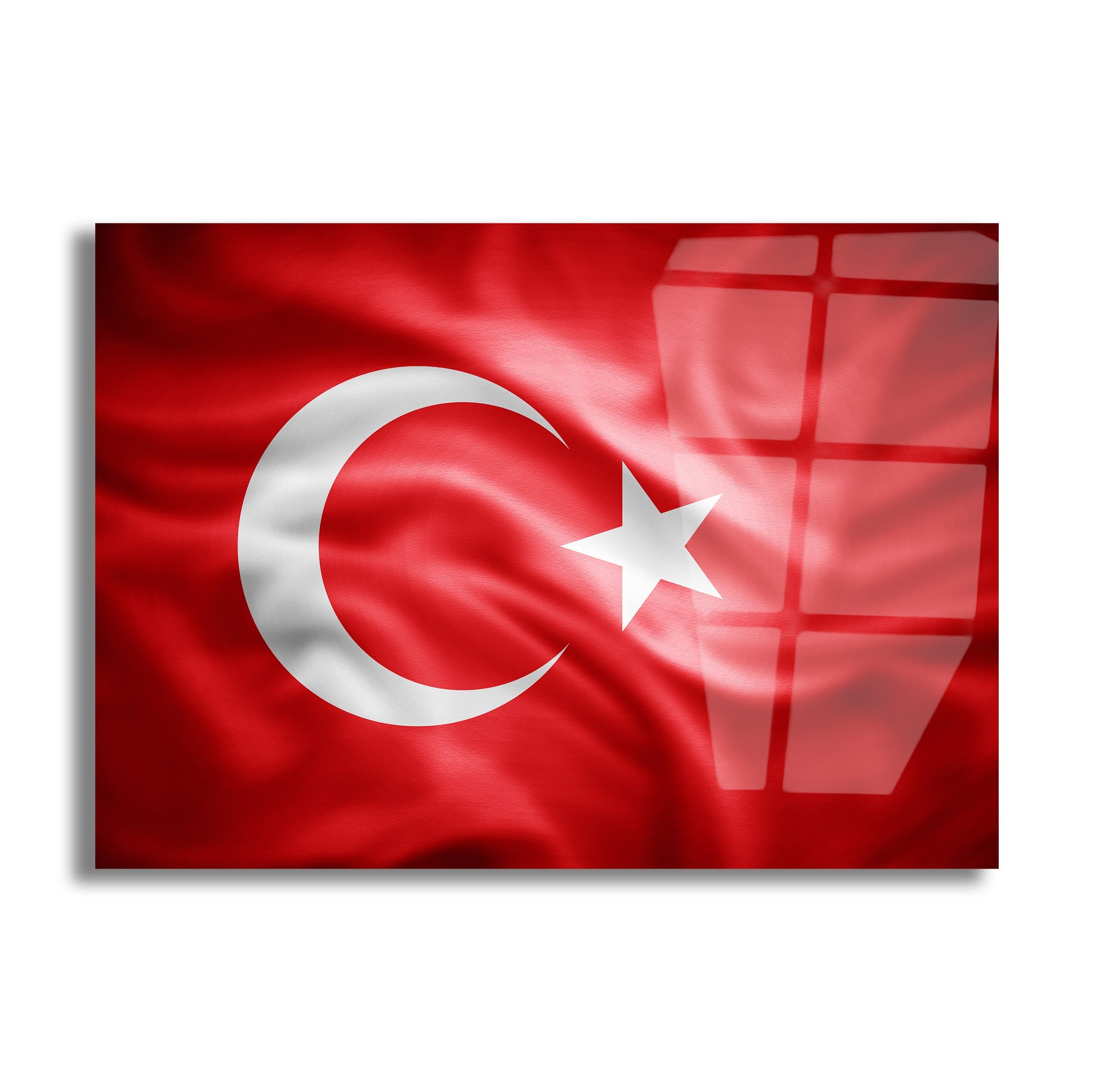 Dalgalanan Türk Bayrağı Cam Tablo