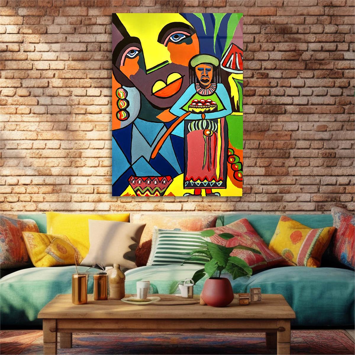 Dikey Sanat Temalı Cam Tablo 392