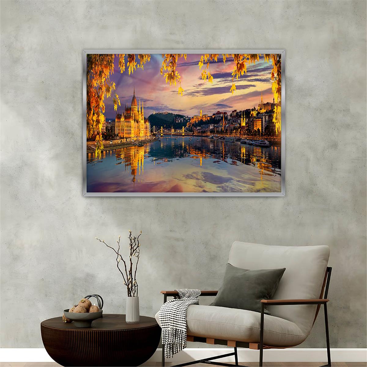 Aluminum-Framed Natured-Themed Tempered Glass Wall Art 016