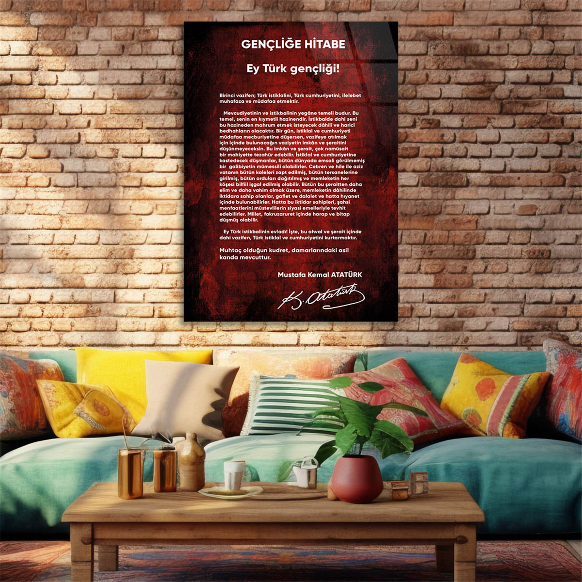Atatürks Address to the Turkish Youth Glass Wall Art
