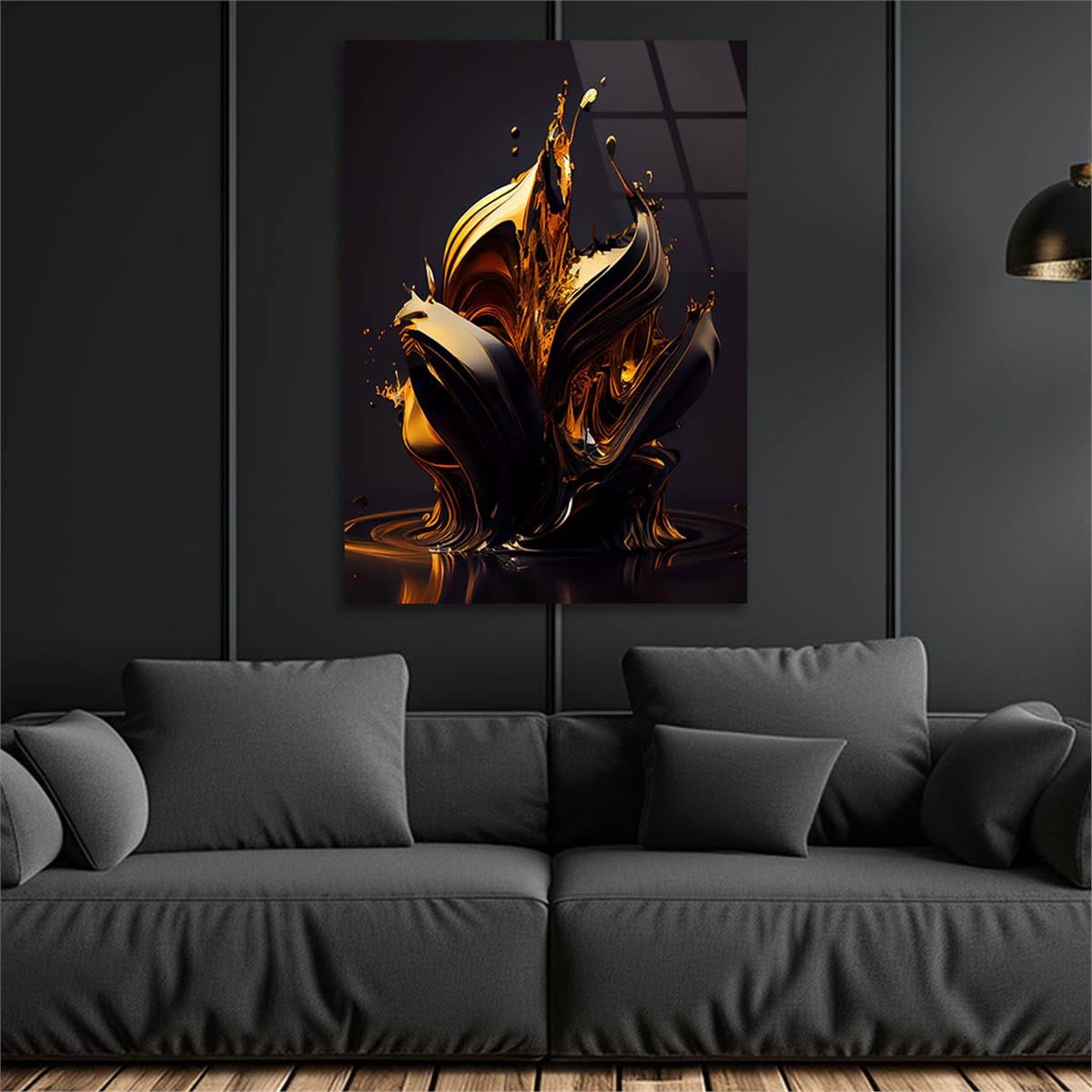 Dikey Sanat Temalı Cam Tablo 351