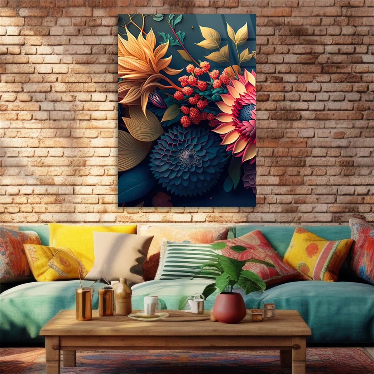Dikey Sanat Temalı Cam Tablo 437