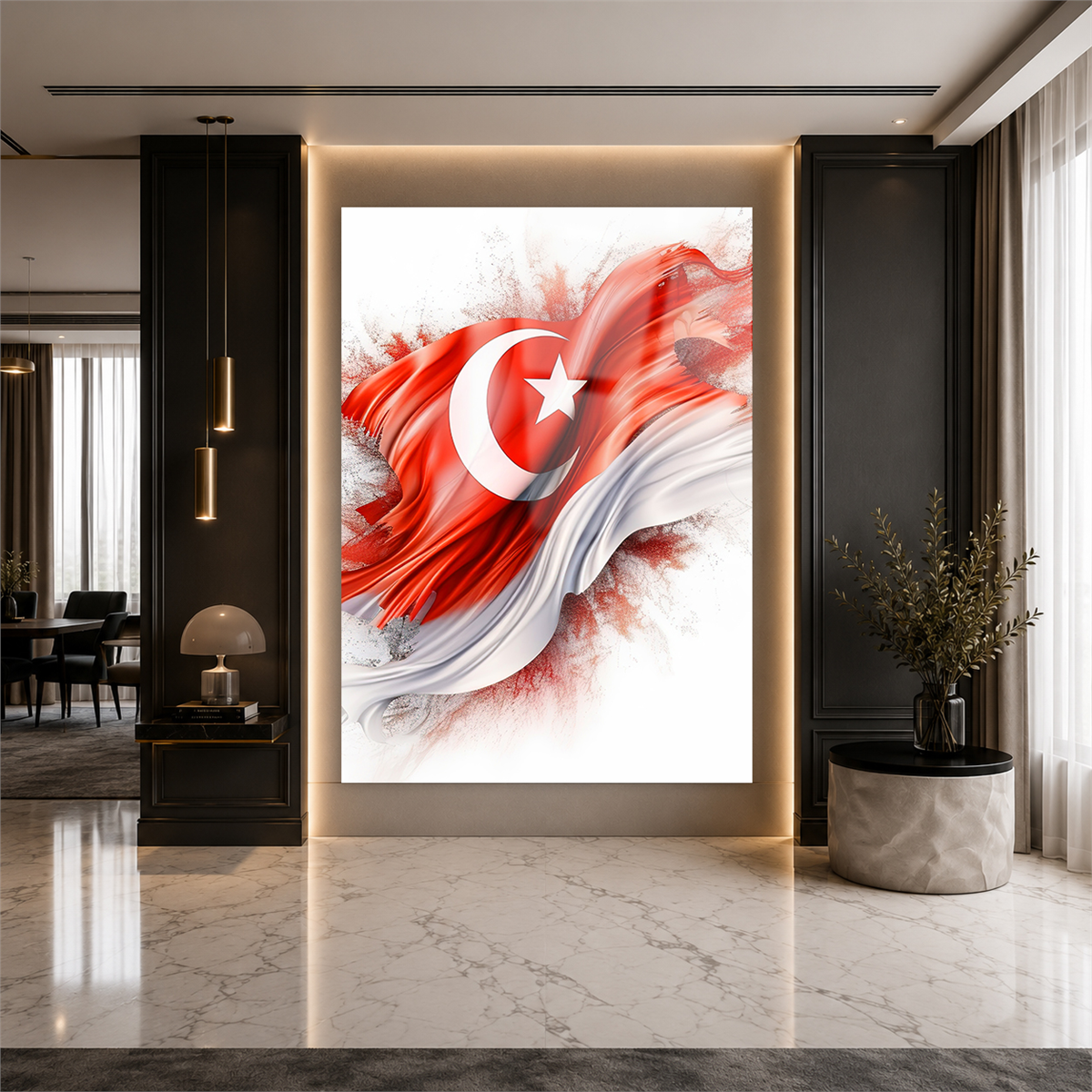 Dikey VatanTemalı Cam Tablo 183