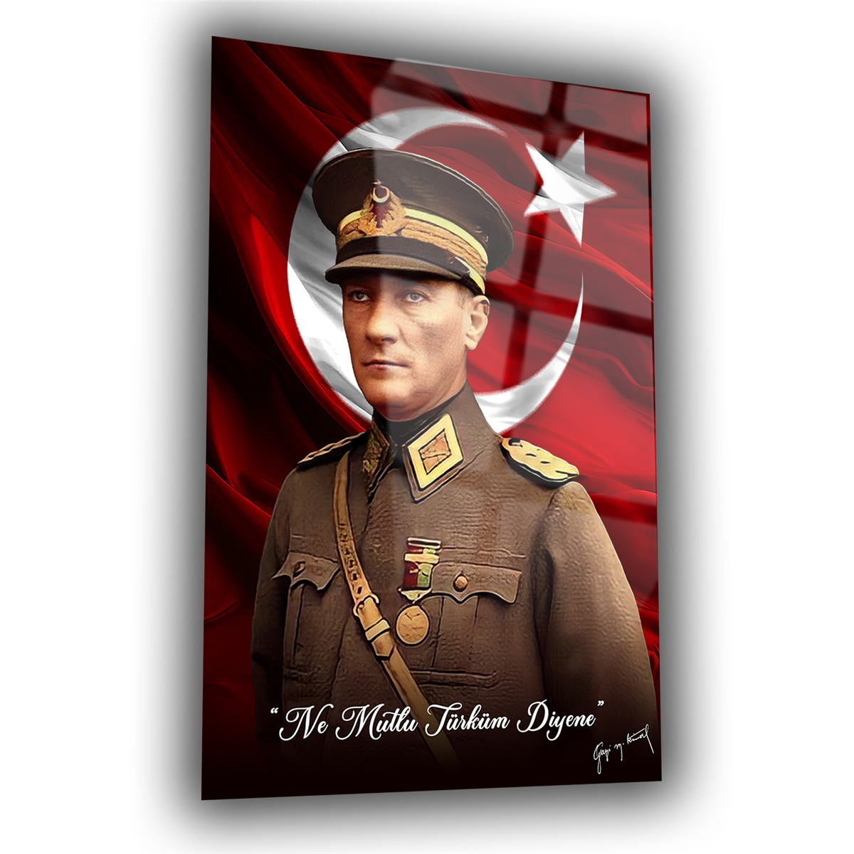 Dikey VatanTemalı Cam Tablo 150