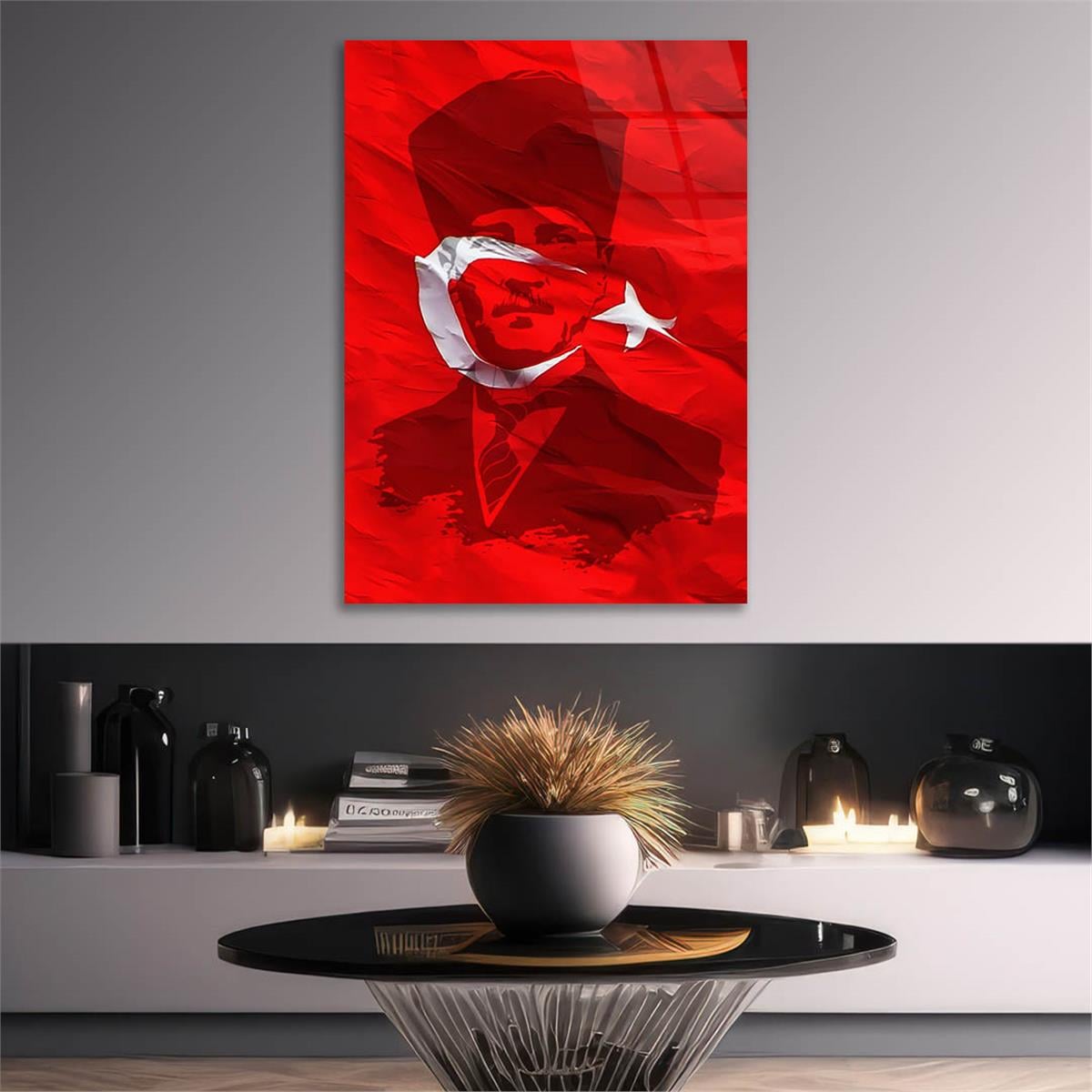 Dikey VatanTemalı Cam Tablo 161