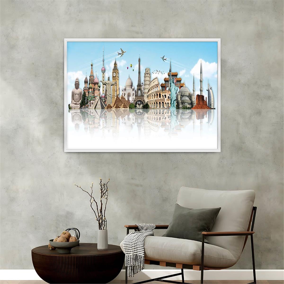 Aluminum-Framed Art-Themed Tempered Glass Wall Art 077