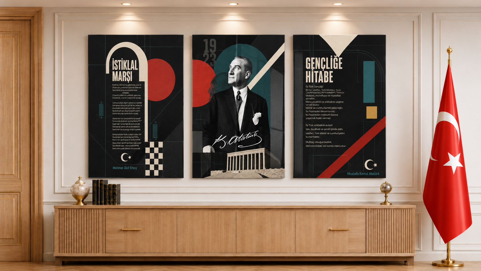  3lü Set VatanTemalı Cam Tablo 41