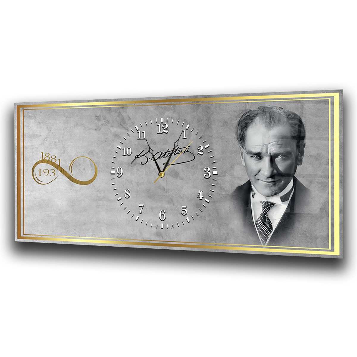 1881 Sonsuzluk ve Atatürk Saatli Cam Tablo