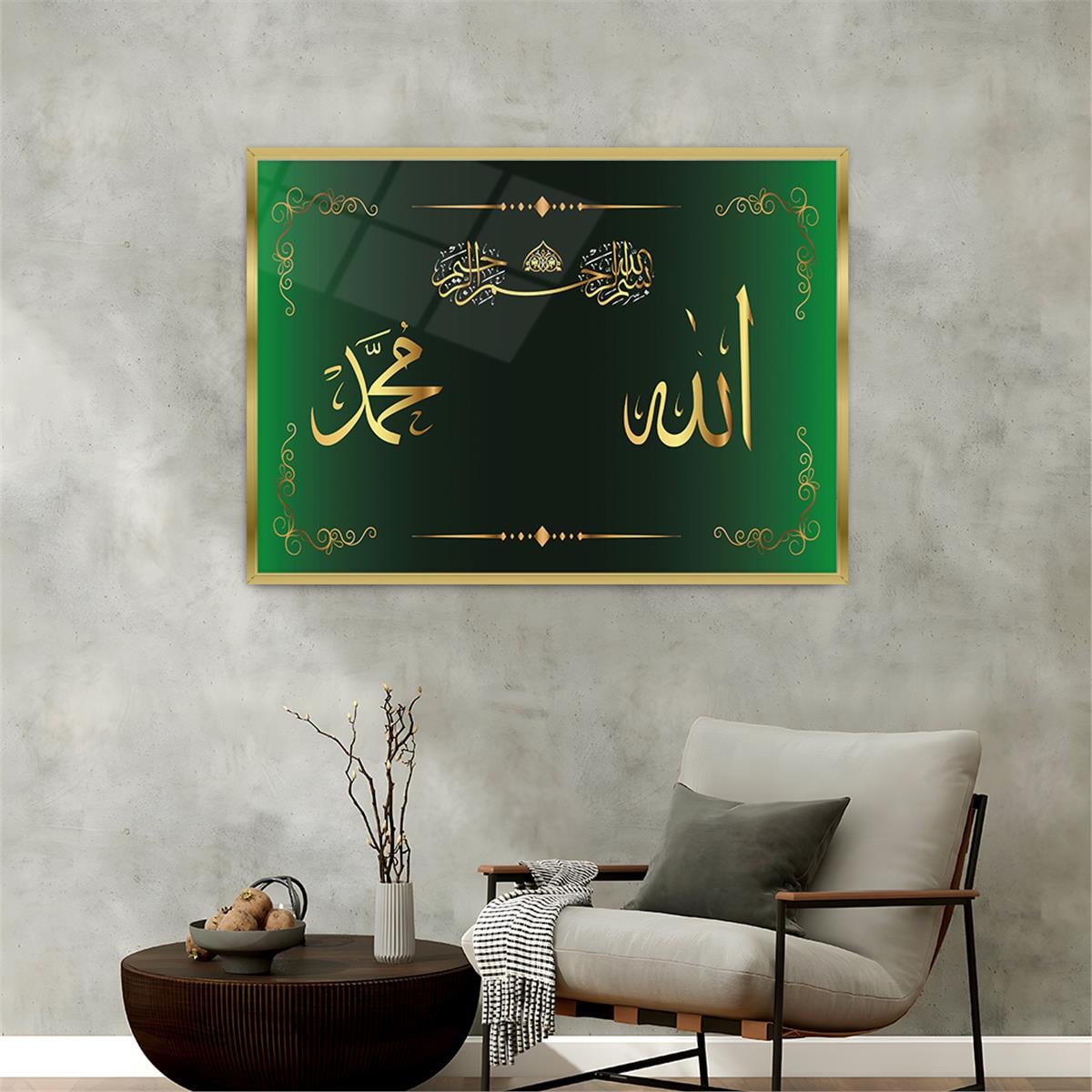 Tableau en verre à thème religieux avec cadre en aluminium  032