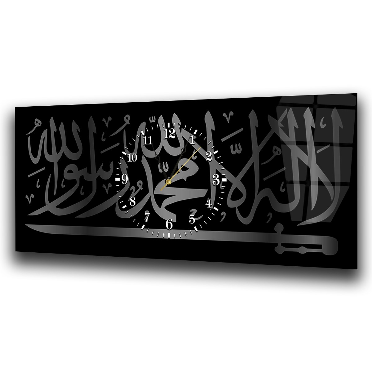 Horizontaal, in Het Midden Voorzien Van Een Klok, Religieus Thema Gehard Glasschilderij 043