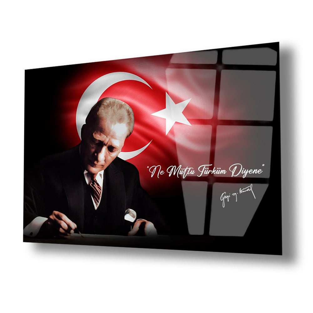 Yatay VatanTemalı Cam Tablo 134