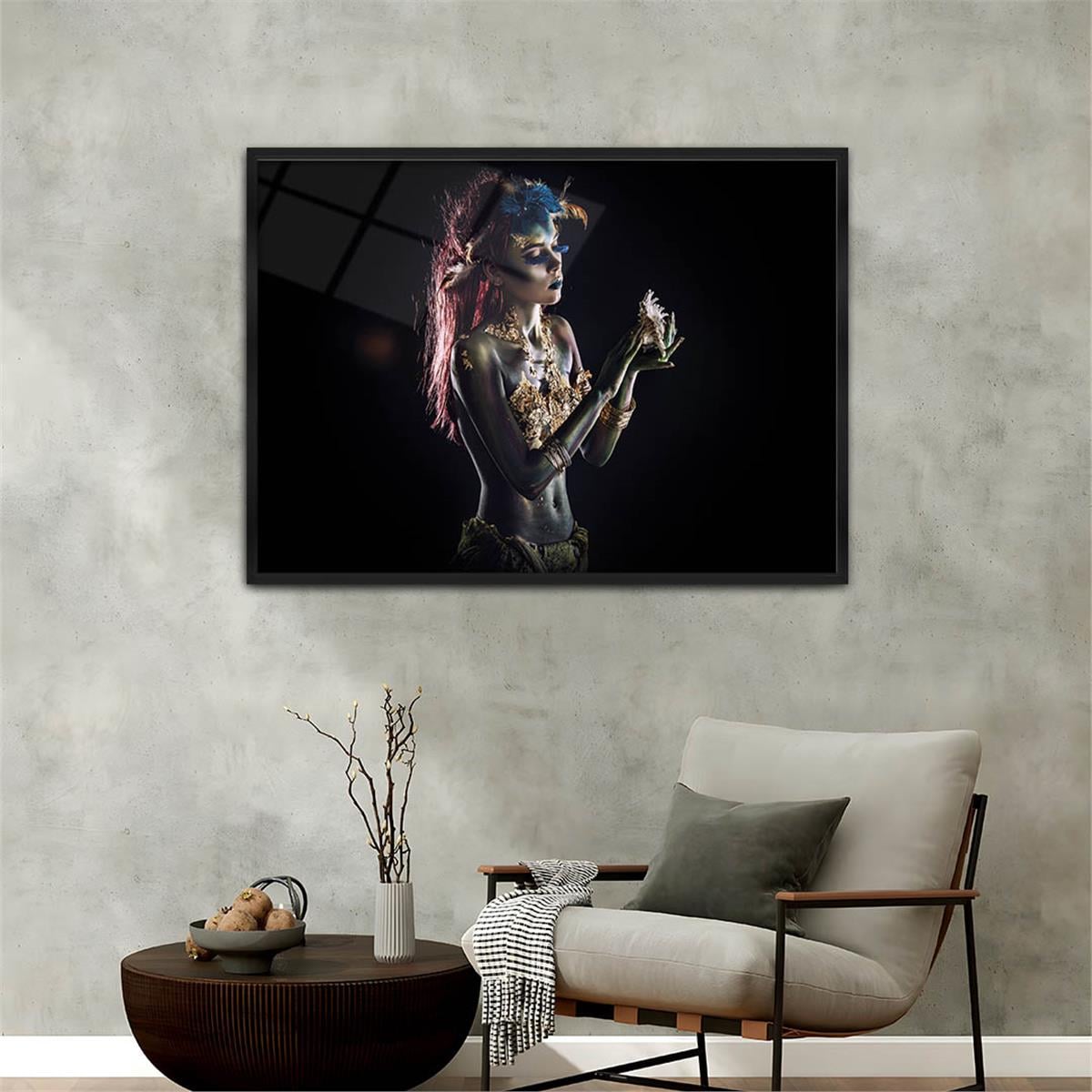 Aluminum-Framed Art-Themed Tempered Glass Wall Art 097