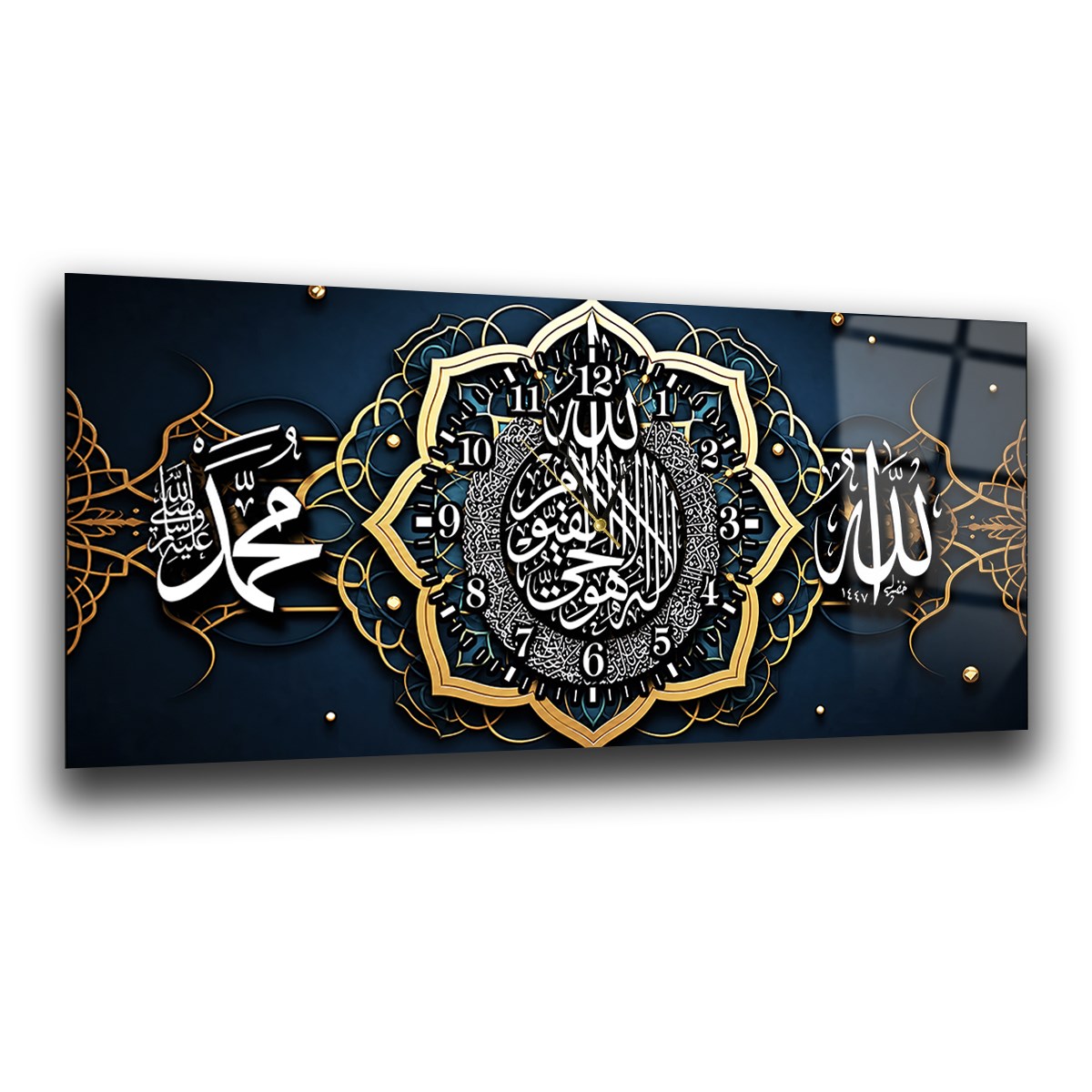 Middle-Clock, Religious-Themed Horizontal Glass Wall Painting 089
