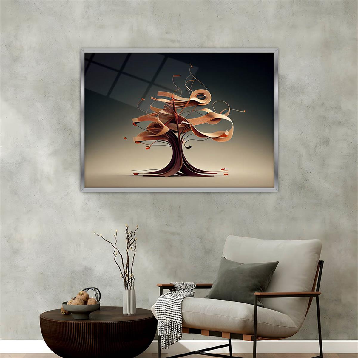 Aluminum-Framed Natured-Themed Tempered Glass Wall Art 053