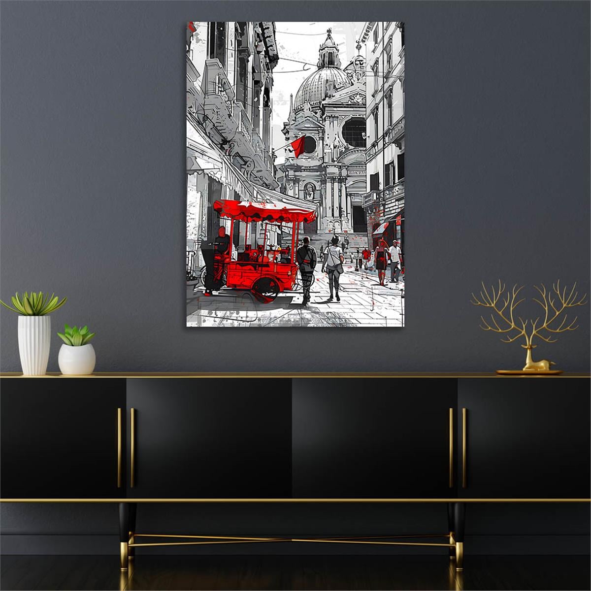 Dikey Sanat Temalı Cam Tablo 546