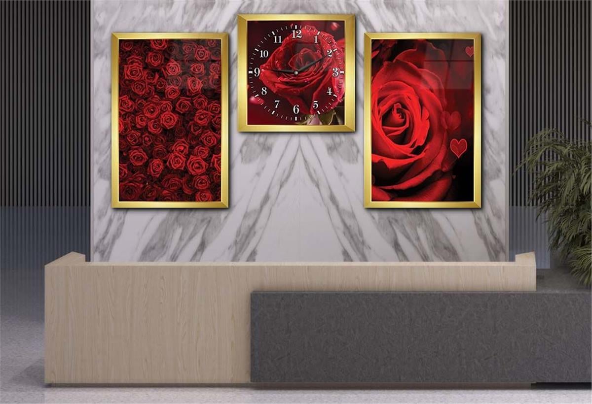 SANAT TEMALI CAM TABLO CAM DUVAR SAATİ SETİ 