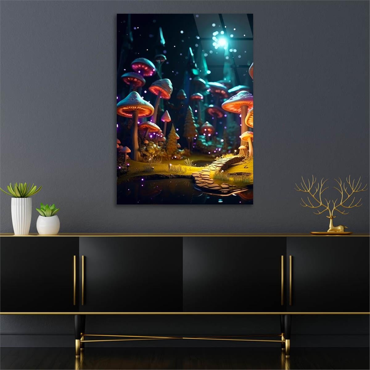 Dikey Sanat Temalı Cam Tablo 547