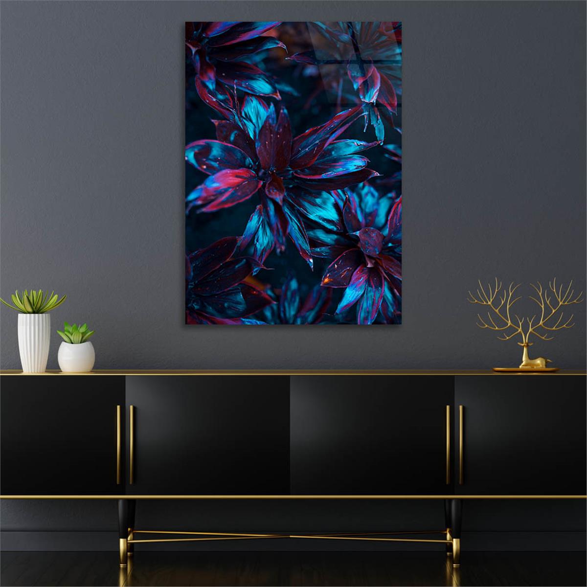 Dikey Sanat Temalı Cam Tablo 421
