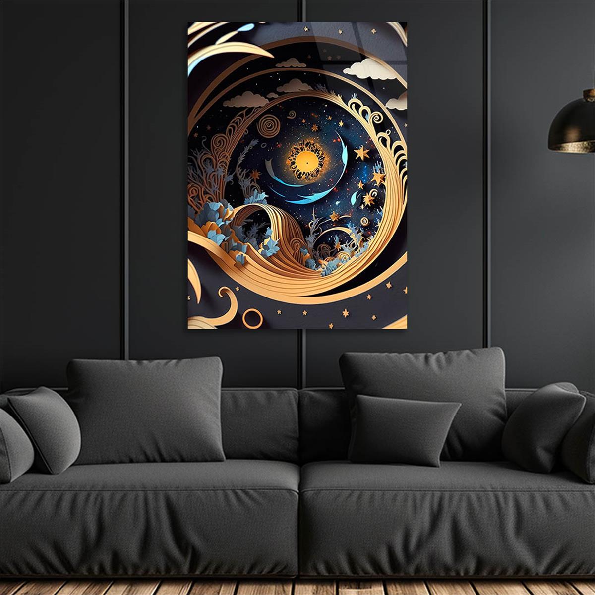 Dikey Sanat Temalı Cam Tablo 543