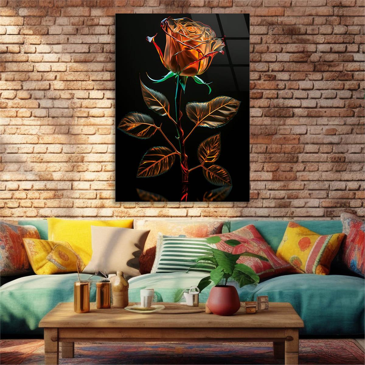 Vertical Tempered Glasss Wall Arts Natured-Themed136