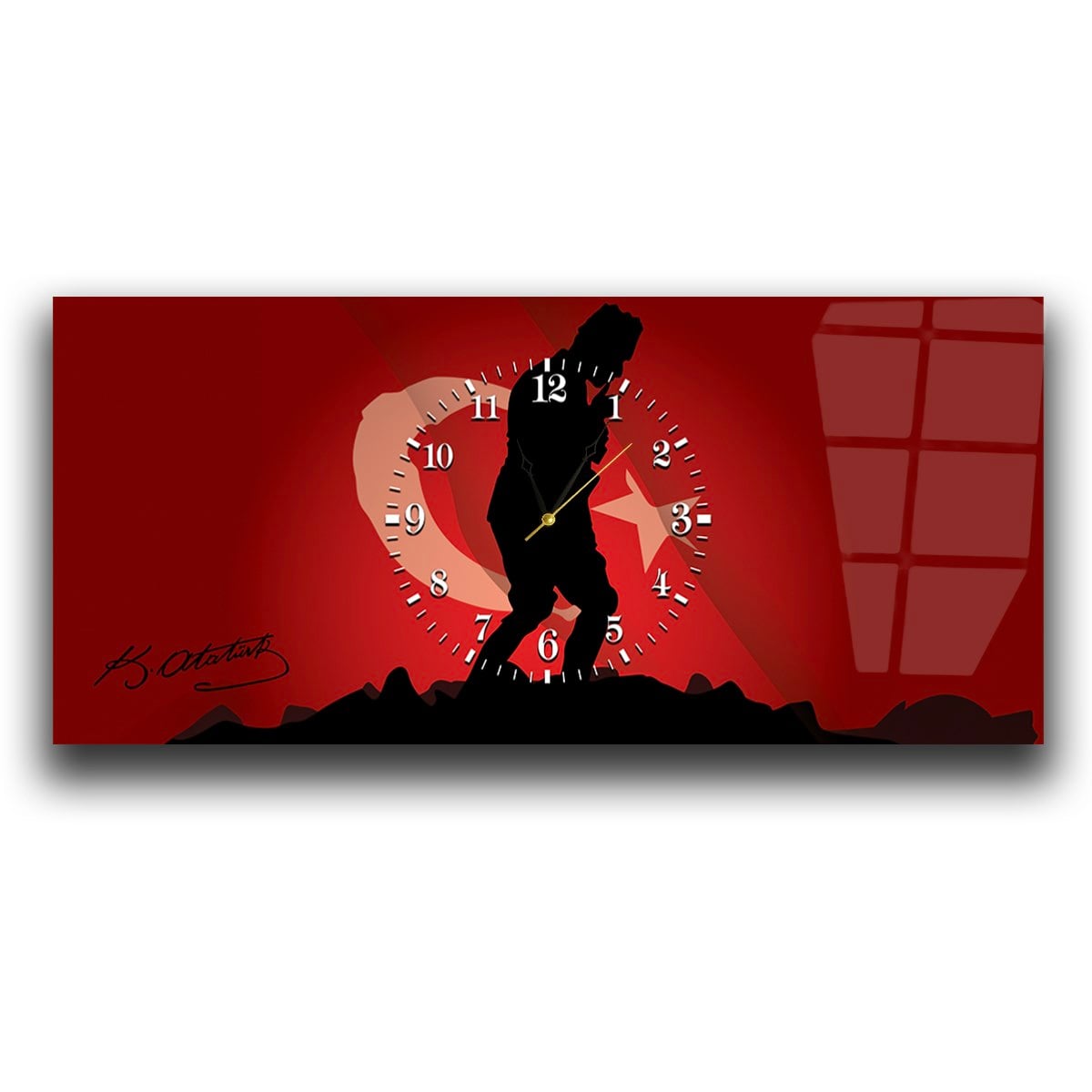 Middle-Clock, Homeland-Themed Horizontal Glass Wall Painting 049