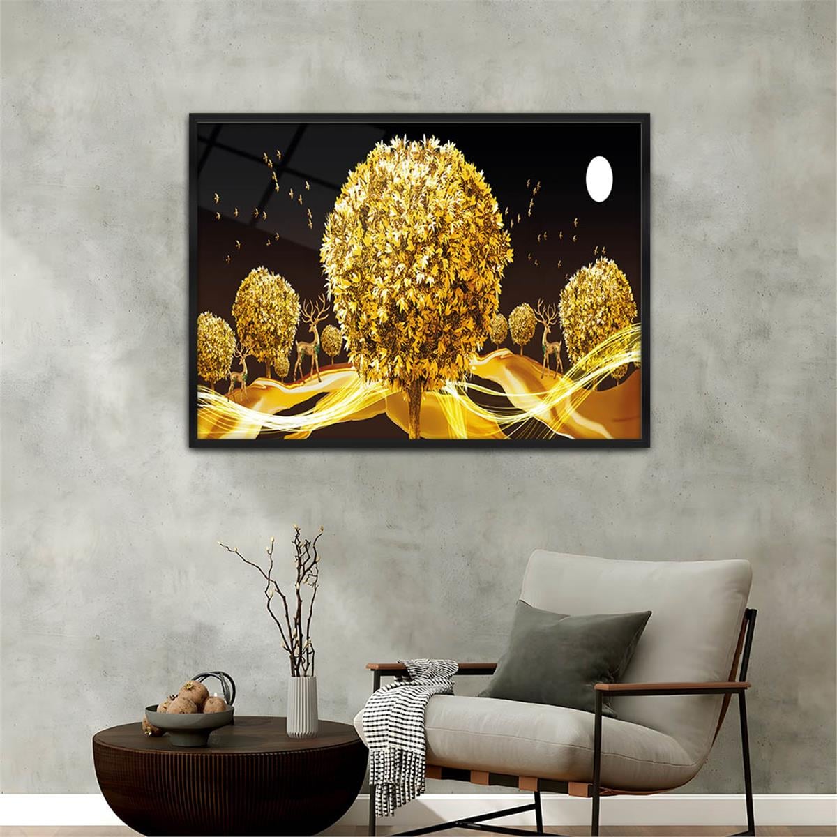 Aluminum-Framed Art-Themed Tempered Glass Wall Art 185